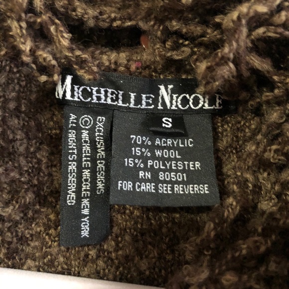 Duster Brown Knit Wool Removable Collar Detailing - Picture 6 of 15